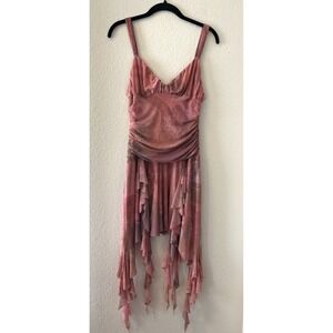 Kimchi Blue Ilana Mesh Drapey Mini Dress Medium Pink Fairy Boho Y2K Mermaid